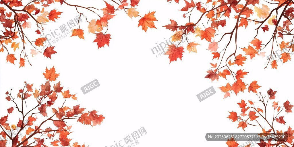 秋楓葉邊框背景圖