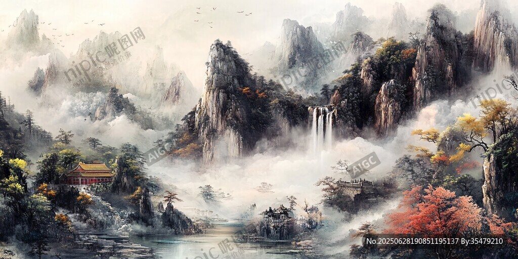 水墨山水間的詩意景致