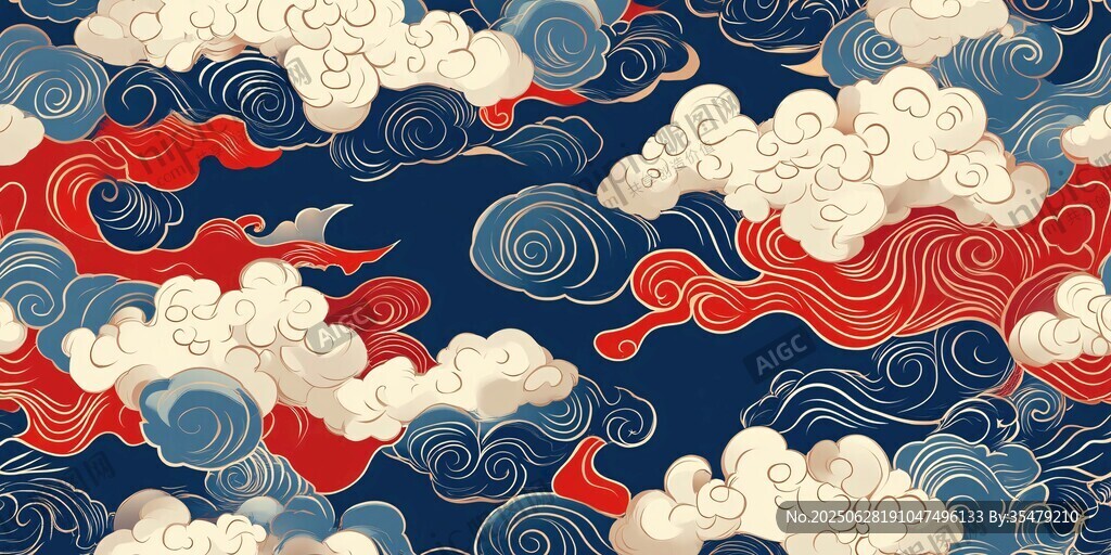 中式云浪紋圖案設計