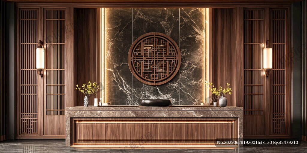 中式典雅前臺(tái)接待區(qū)設(shè)計(jì)