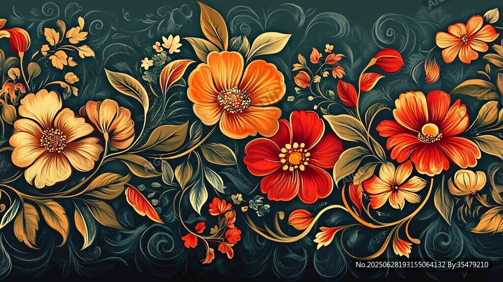 復(fù)古風(fēng)花卉裝飾圖案