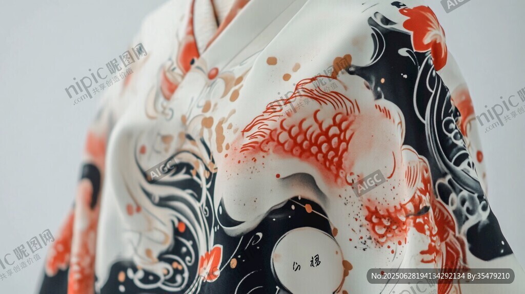 日式和服上的精美鯉魚(yú)圖案