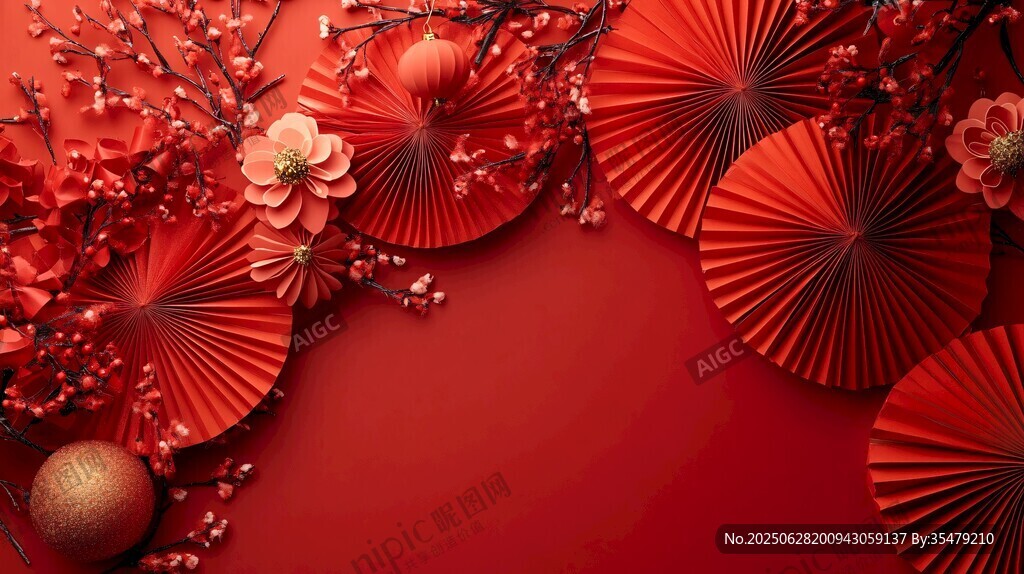 喜慶紅色中式節(jié)日裝飾