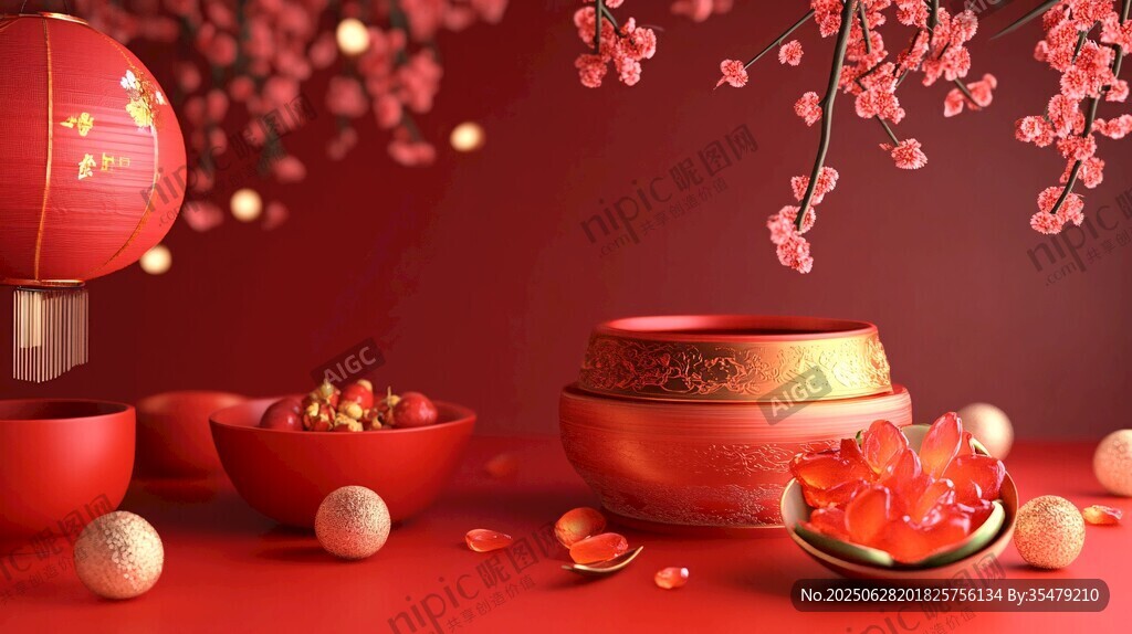 喜慶中式場景中的傳統(tǒng)元素