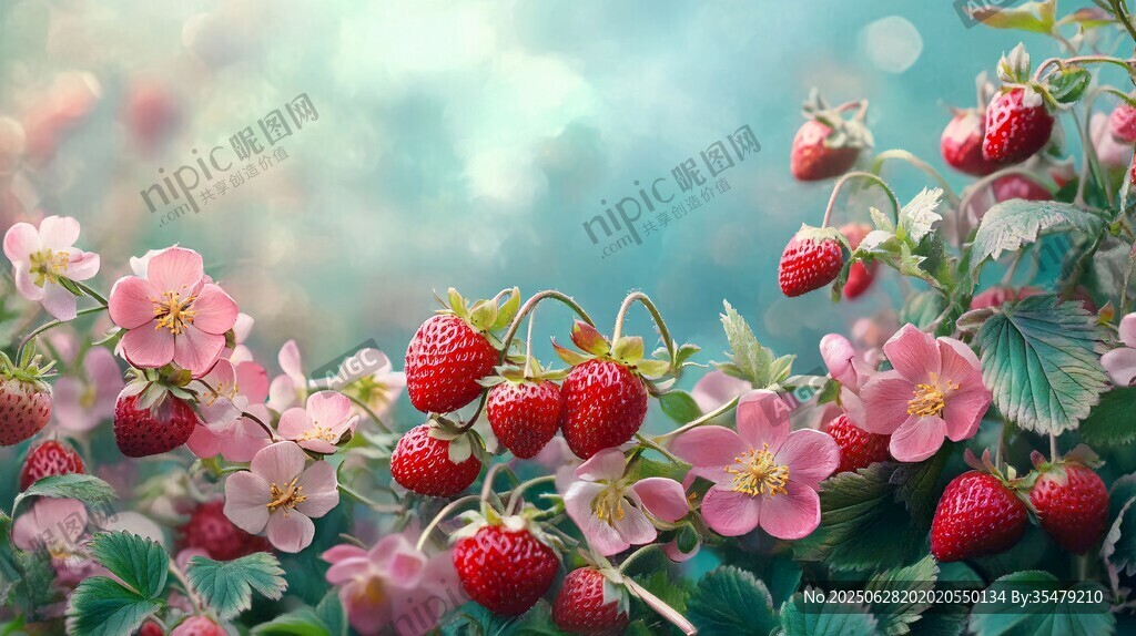 草莓花叢綻放的甜蜜景致