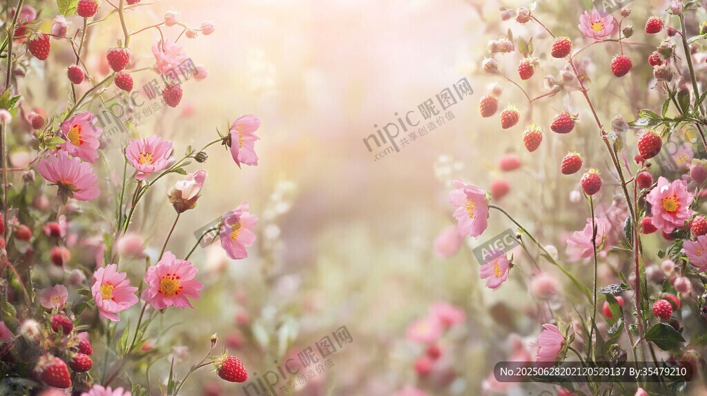 春日爛漫花叢中的夢幻景致