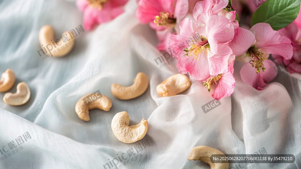 腰果與粉嫩花朵的優(yōu)雅組合