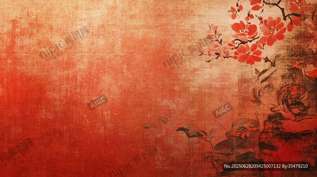 中式古風紅梅背景圖