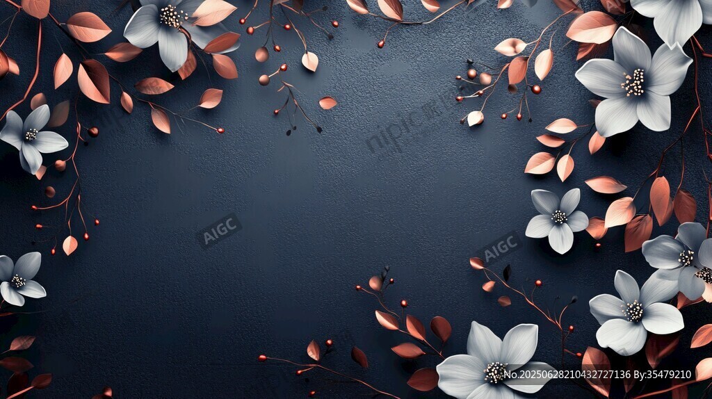 深色背景上的金屬風(fēng)花卉裝飾