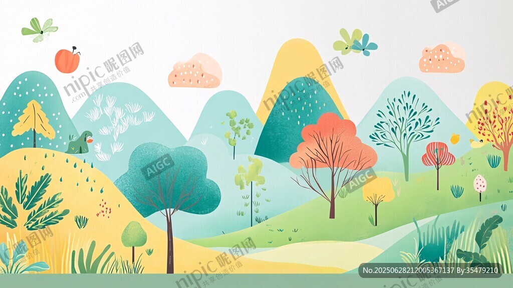多彩山林間的清新自然圖景