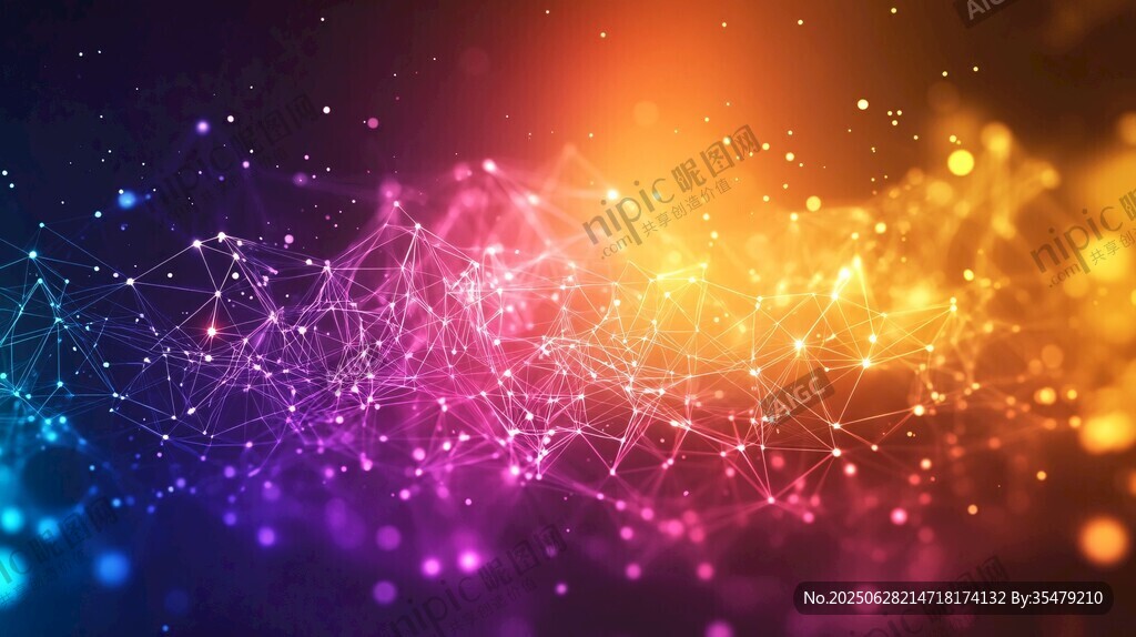 夢幻炫彩粒子科技背景圖