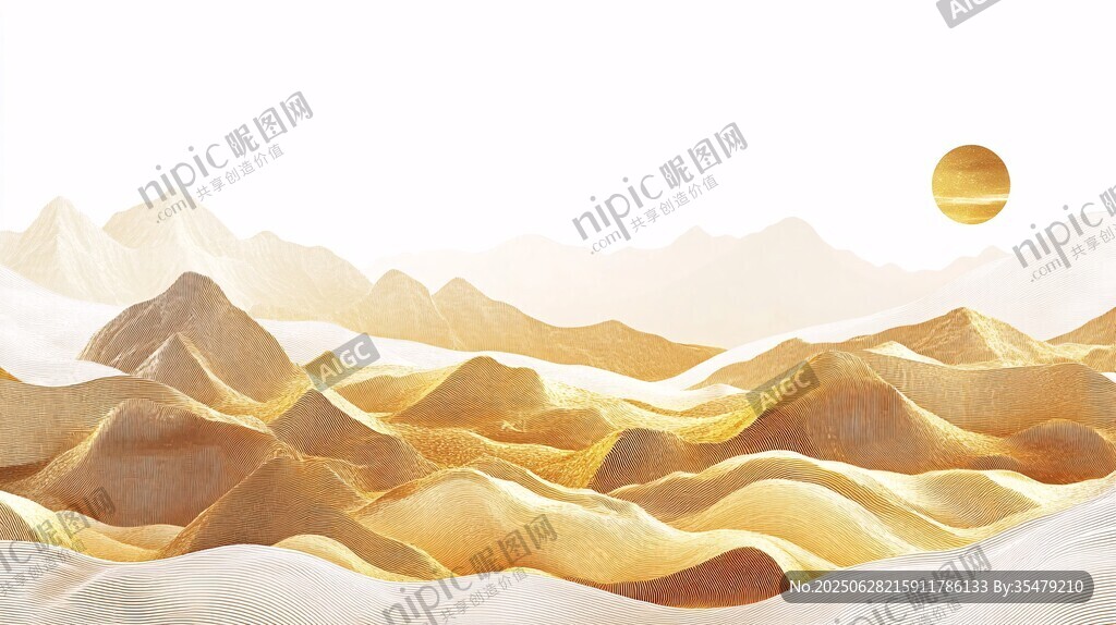 金色山川與落日美景