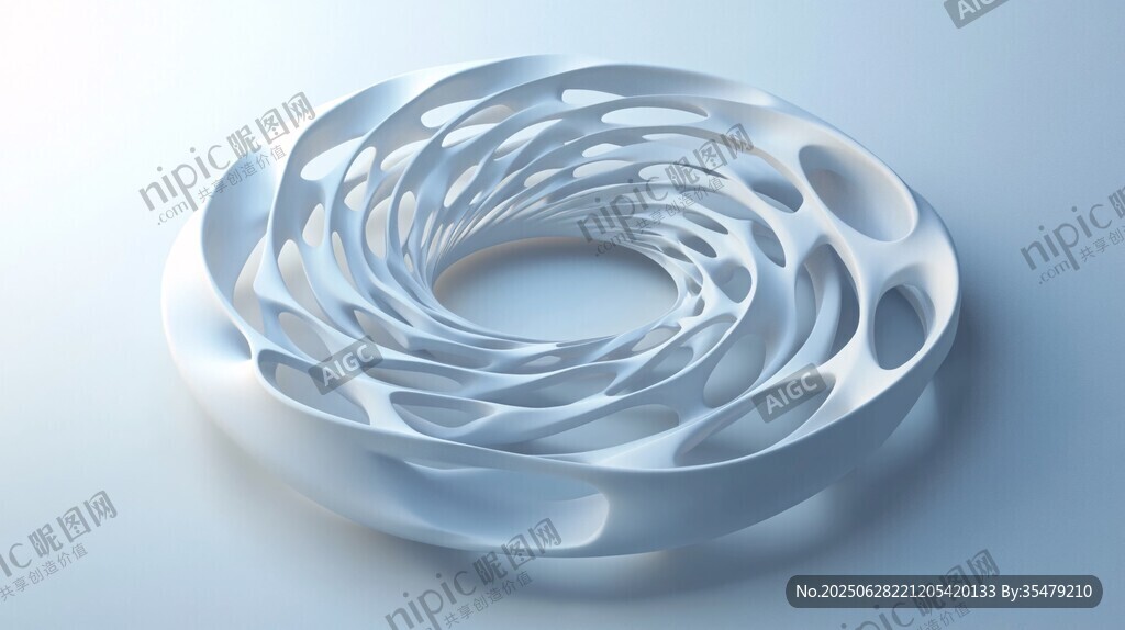 螺旋鏤空環狀3D藝術模型