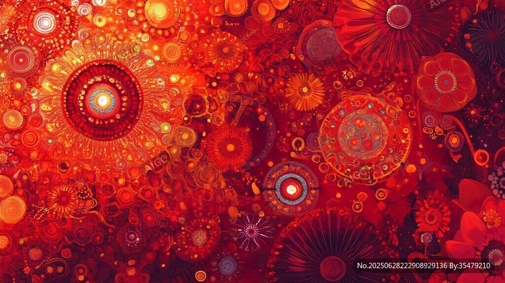夢幻紅色抽象花紋圖案