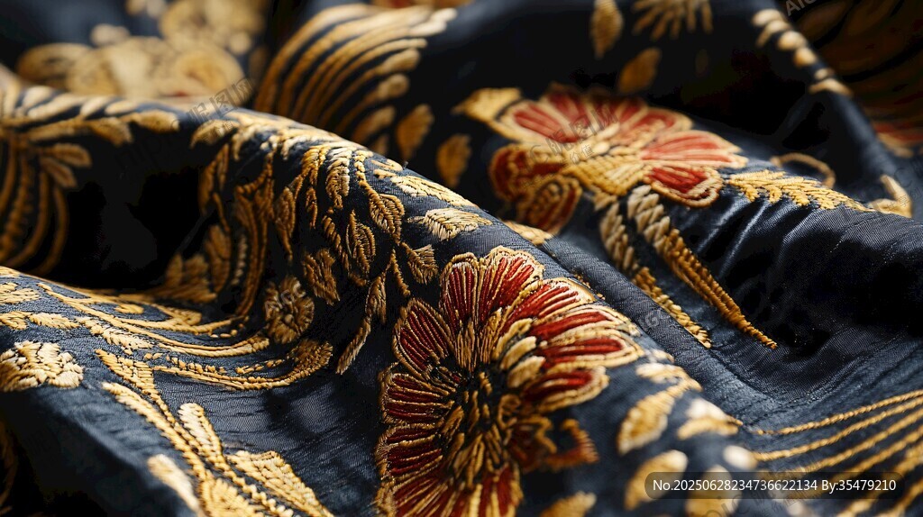 精美刺繡布料紋理特寫