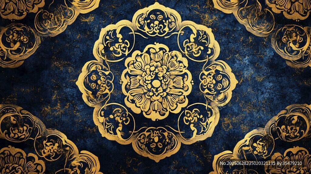 華麗金色中式古典花紋圖案