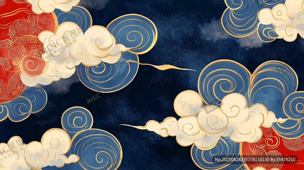 中式古典云紋祥瑞背景圖