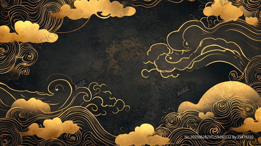 黑金云紋中式典雅背景圖