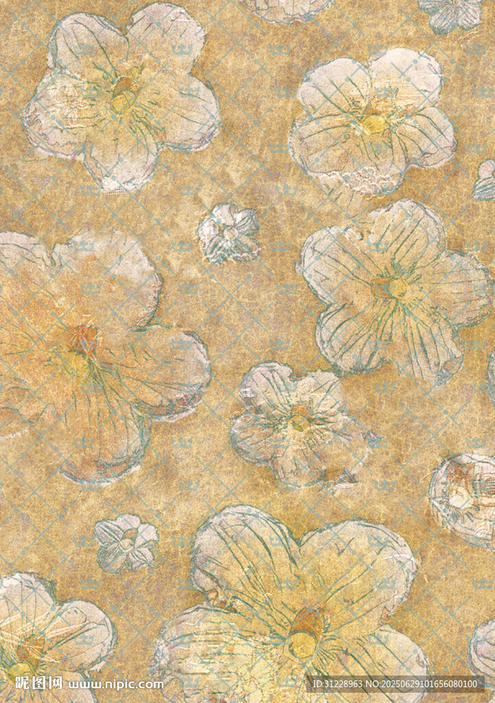 提花數碼復古花卉圖案紋理背景
