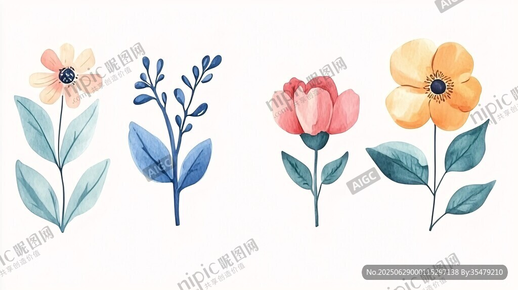 手繪清新花卉插畫
