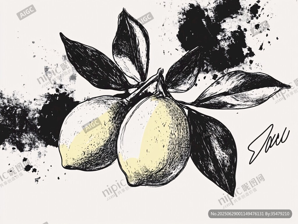 手繪檸檬插畫