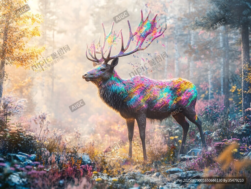 夢幻彩鹿置身奇幻森林