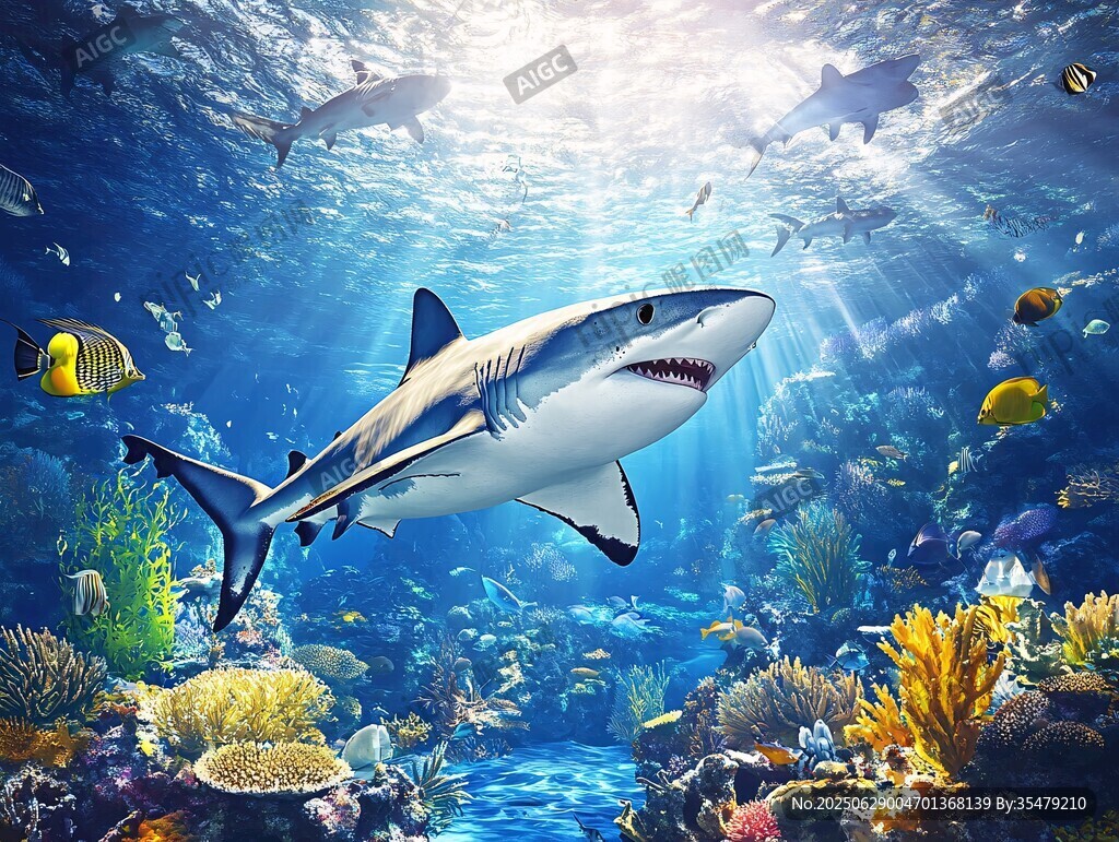 深海鯊魚與多彩海底世界