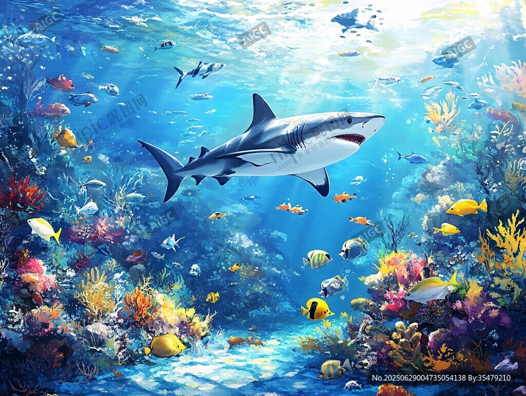 深海鯊魚與多彩珊瑚世界