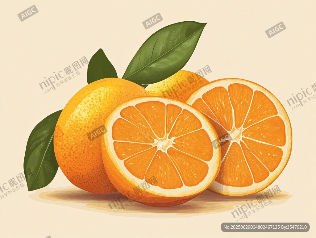 新鮮橙子插畫