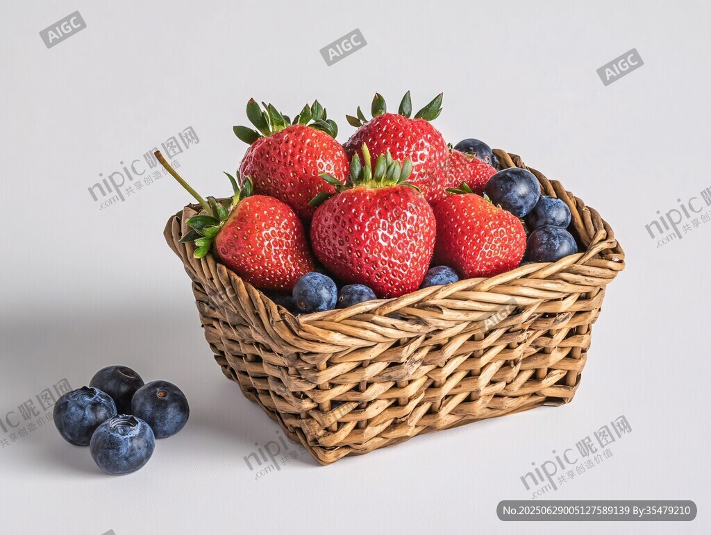 籃子里的草莓與藍莓