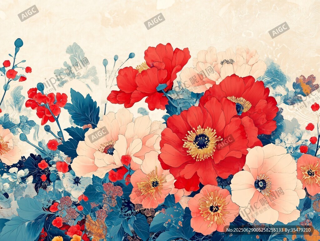 絢麗多彩花卉插畫作品