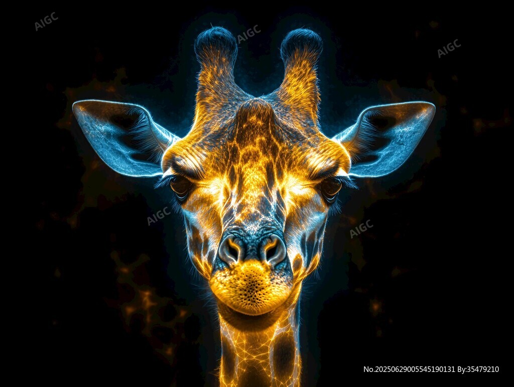 發(fā)光長(zhǎng)頸鹿的奇幻肖像