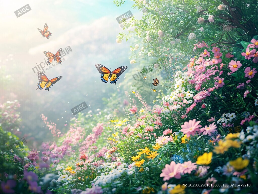 蝶舞繁花間的夢(mèng)幻景致