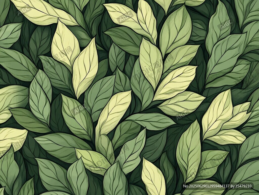 綠葉繁茂無縫圖案背景