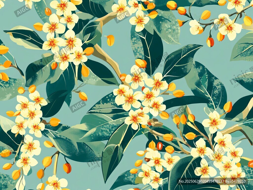 清新花卉枝葉圖案插畫