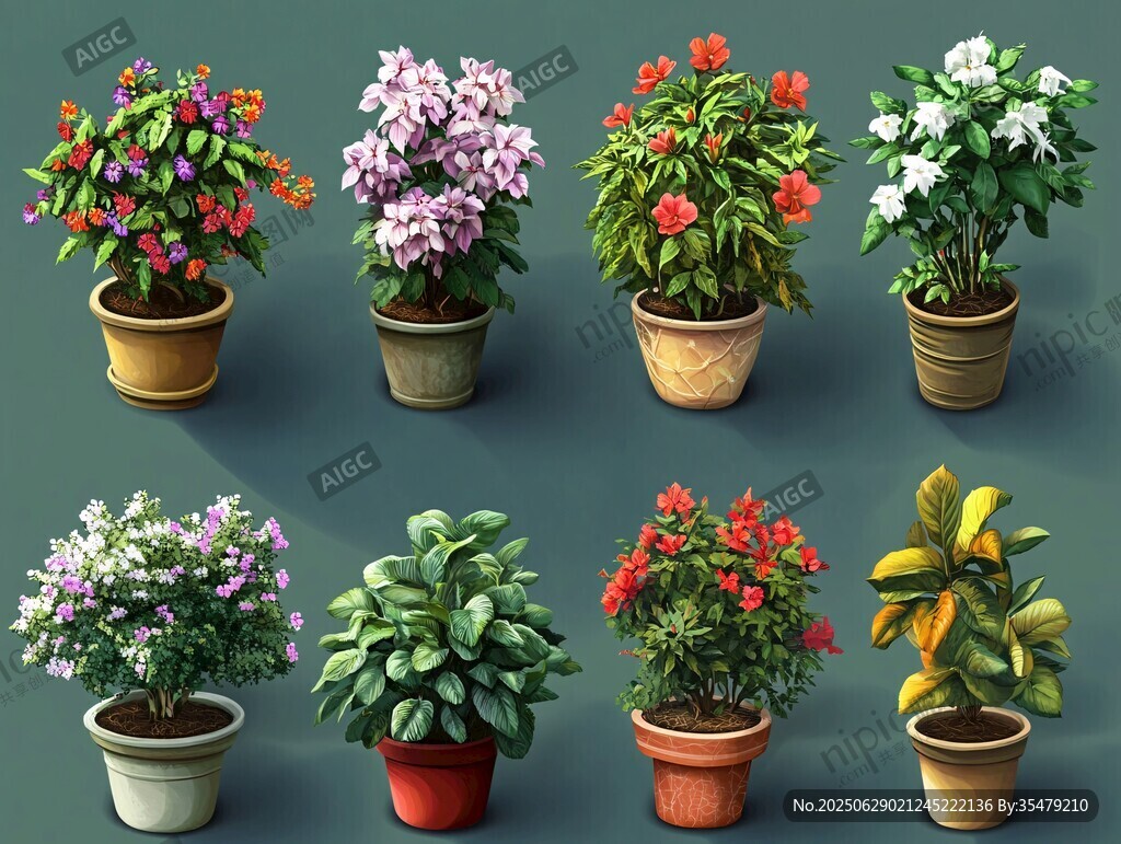 多彩盆栽花卉展示