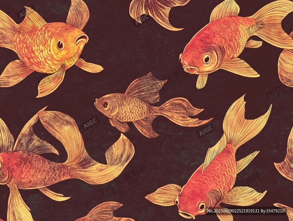 復古風金魚圖案設計