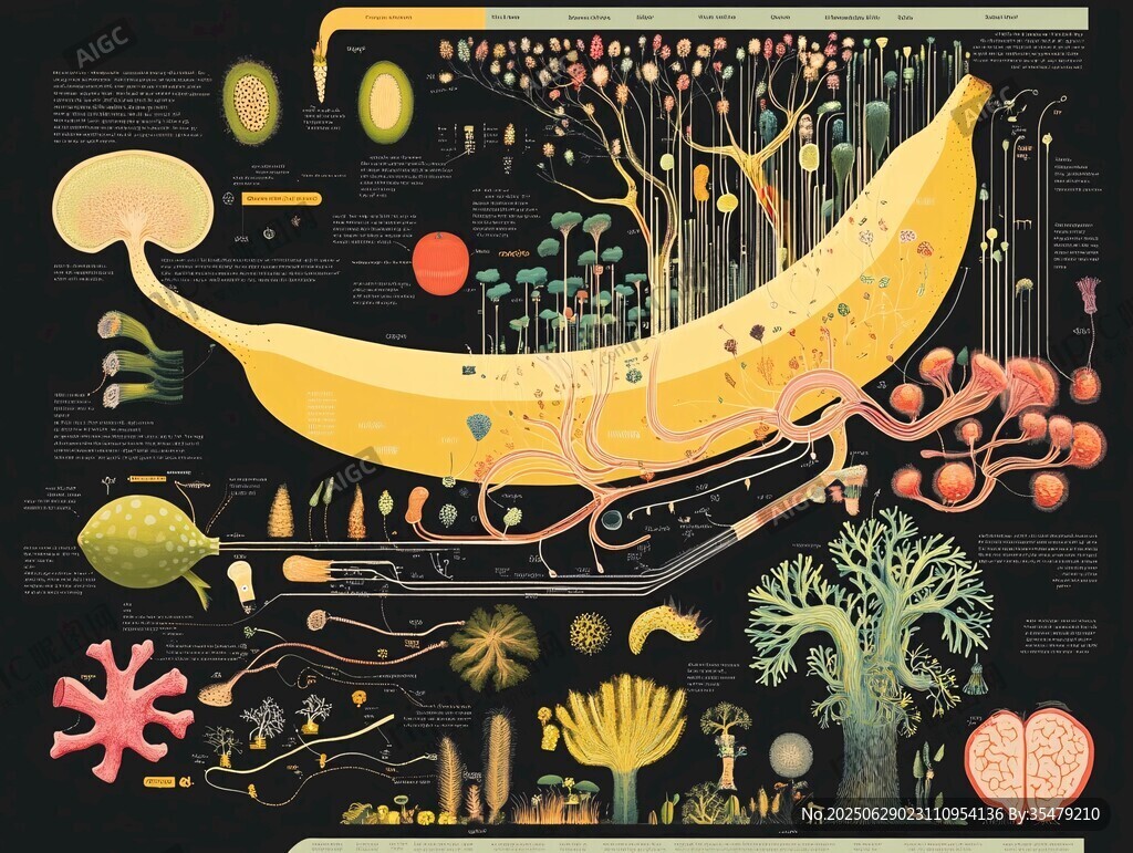 香蕉微觀世界奇幻圖景