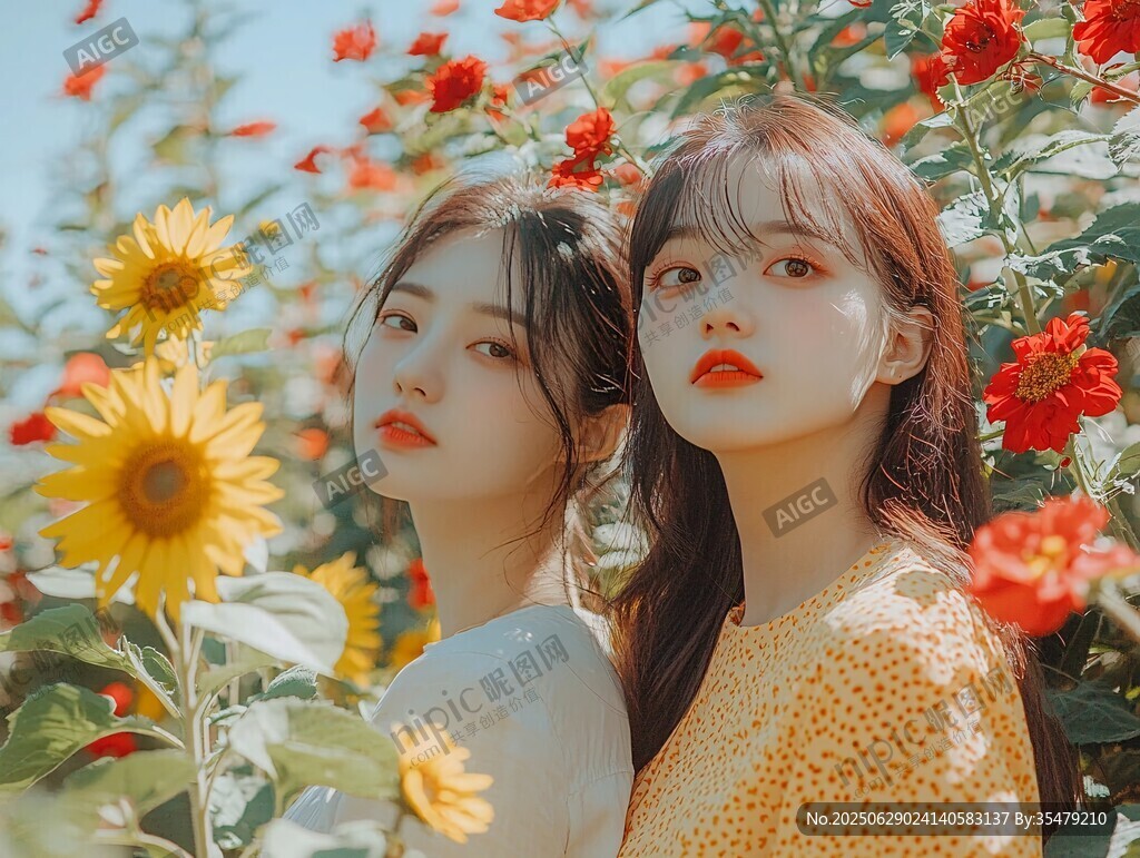 花田中的雙生美少女