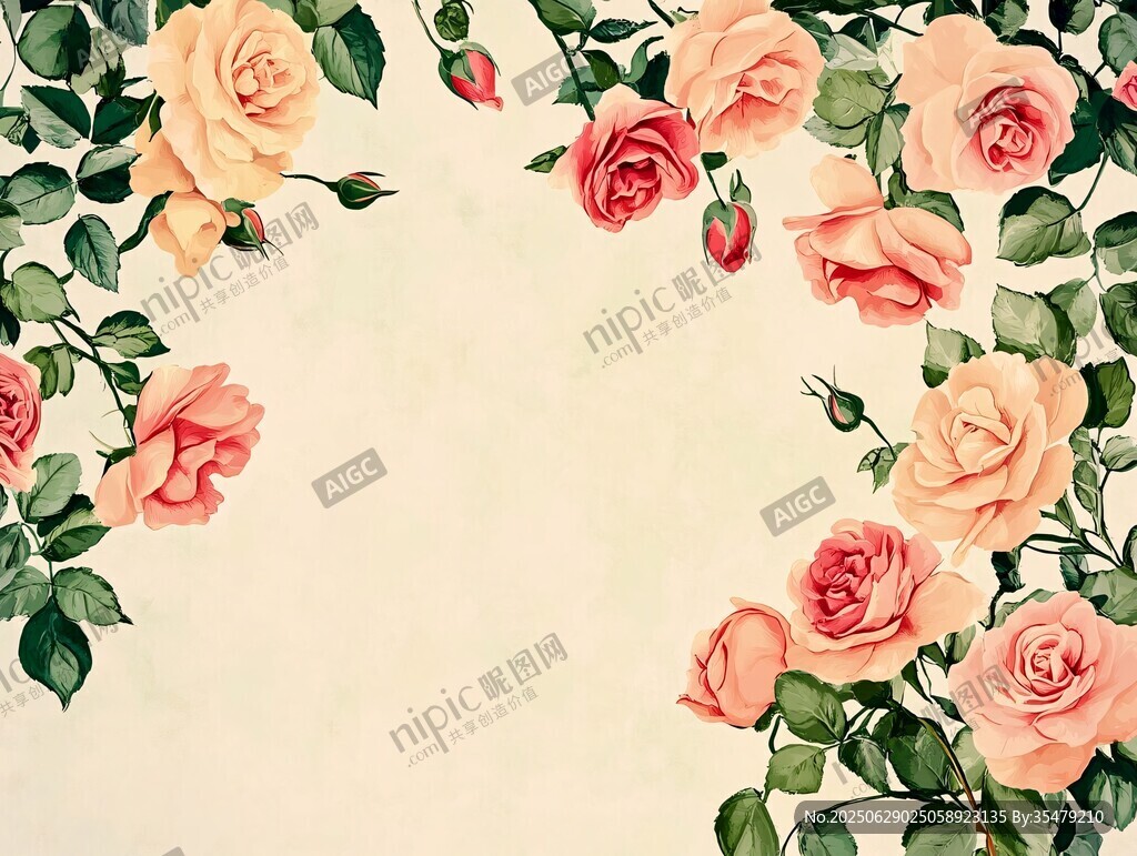 復(fù)古風(fēng)粉色玫瑰花卉背景