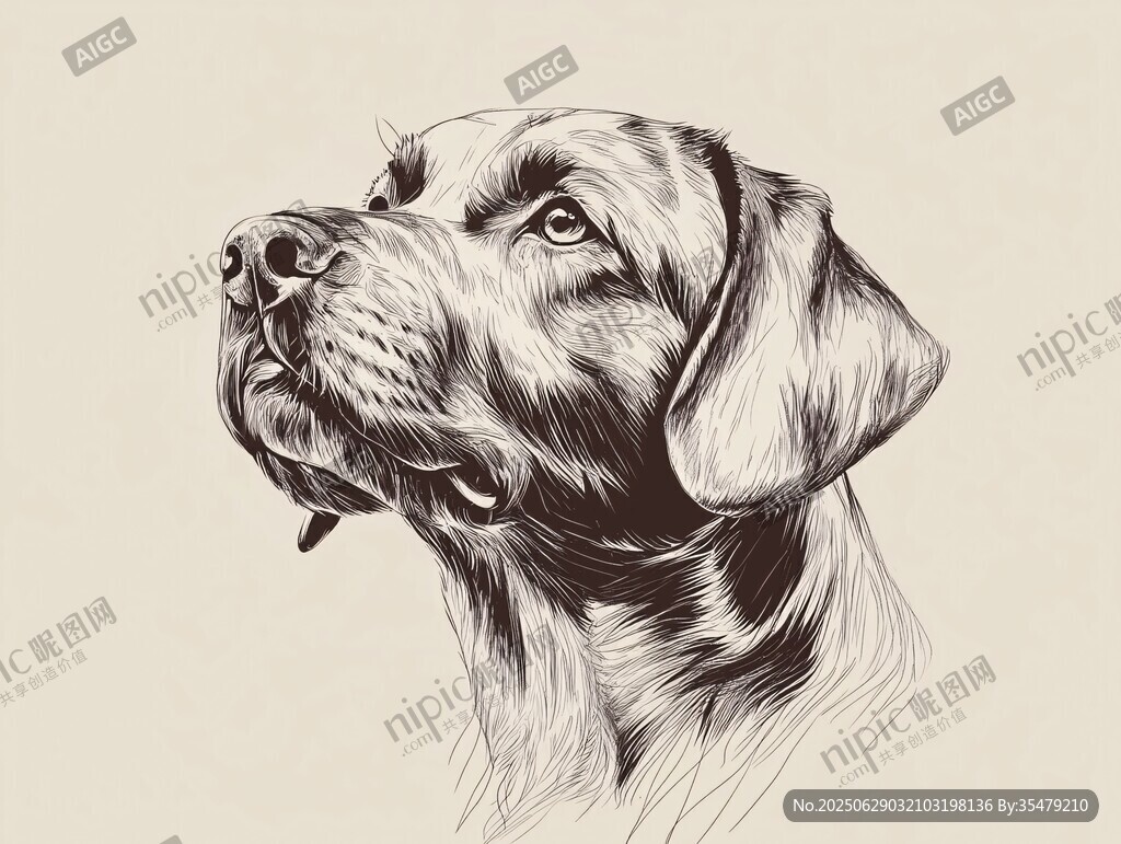 拉布拉多犬的素描頭像