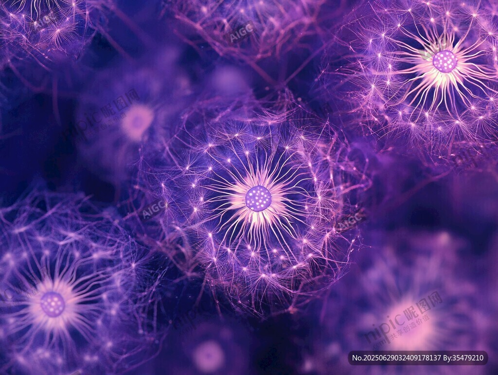 夢幻紫色蒲公英抽象圖景