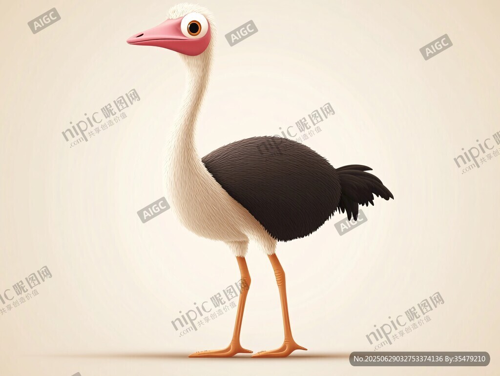 卡通鴕鳥形象插畫