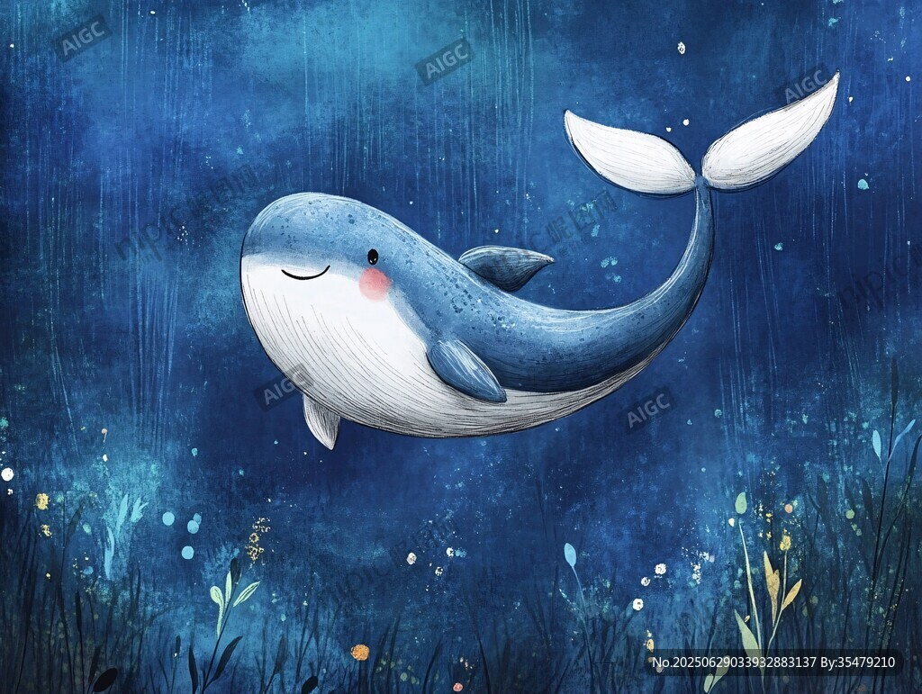 夢幻深海中的微笑小鯨魚