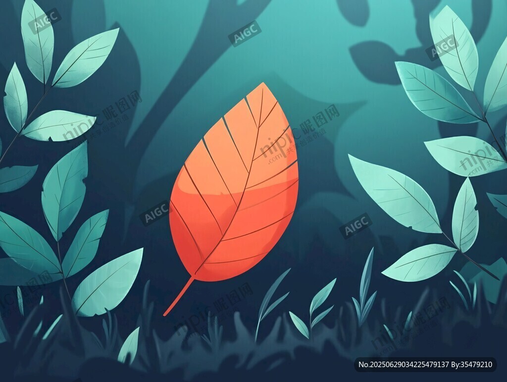 獨(dú)葉傲立的靜謐森林景象