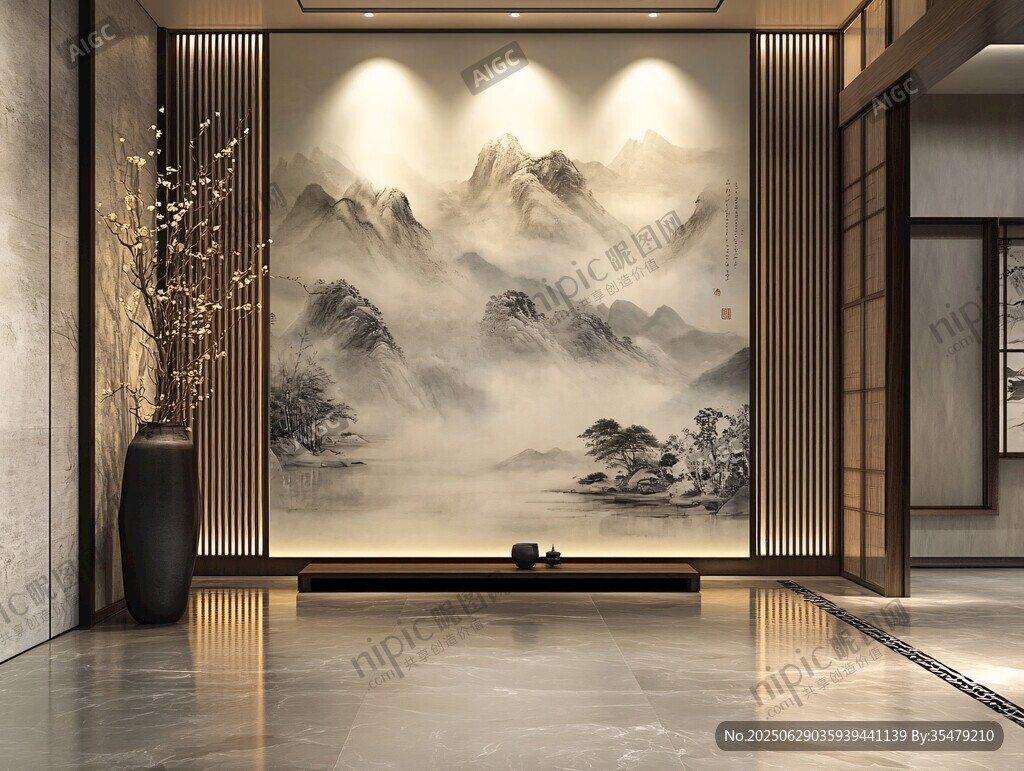 中式山水玄關雅致空間