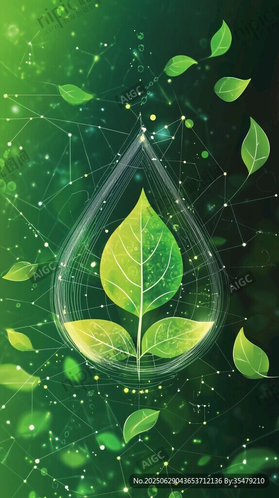 水滴中的綠意生機(jī)