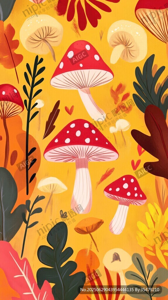 蘑菇叢林插畫