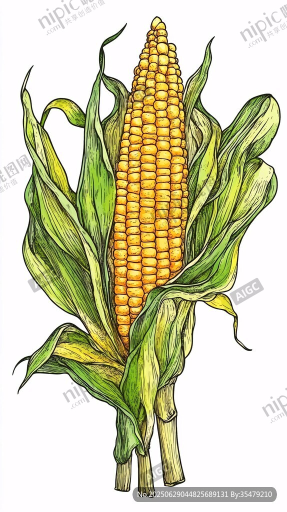 手繪鮮玉米插畫