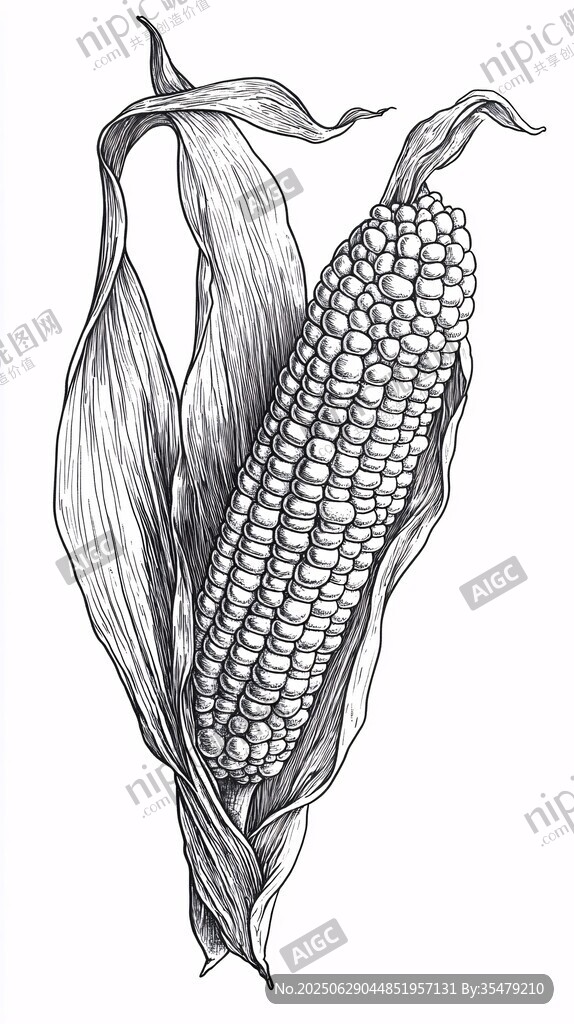 手繪玉米插畫